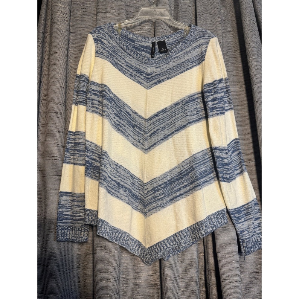 New Directions Chevron Pattern Knit‎ Sweater Blue Cream Medium M